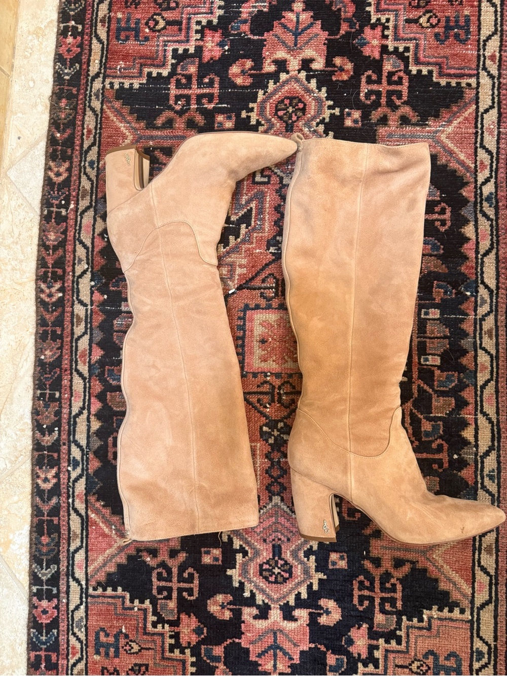 Sam Edelman Suede Knee-High Boots in Light Brown